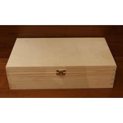Pudełko drewniane prostokątne na dwa wina 36x20,5x10,5cm, z zatrzaskiem